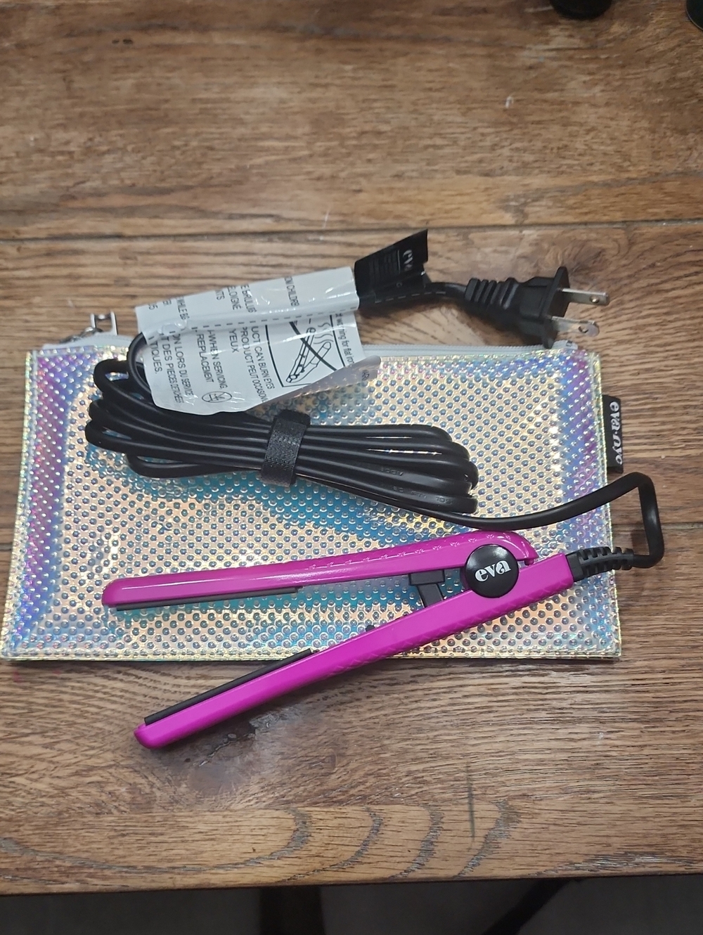 eva Pink Mini Hair Straightener with Travel Pouch